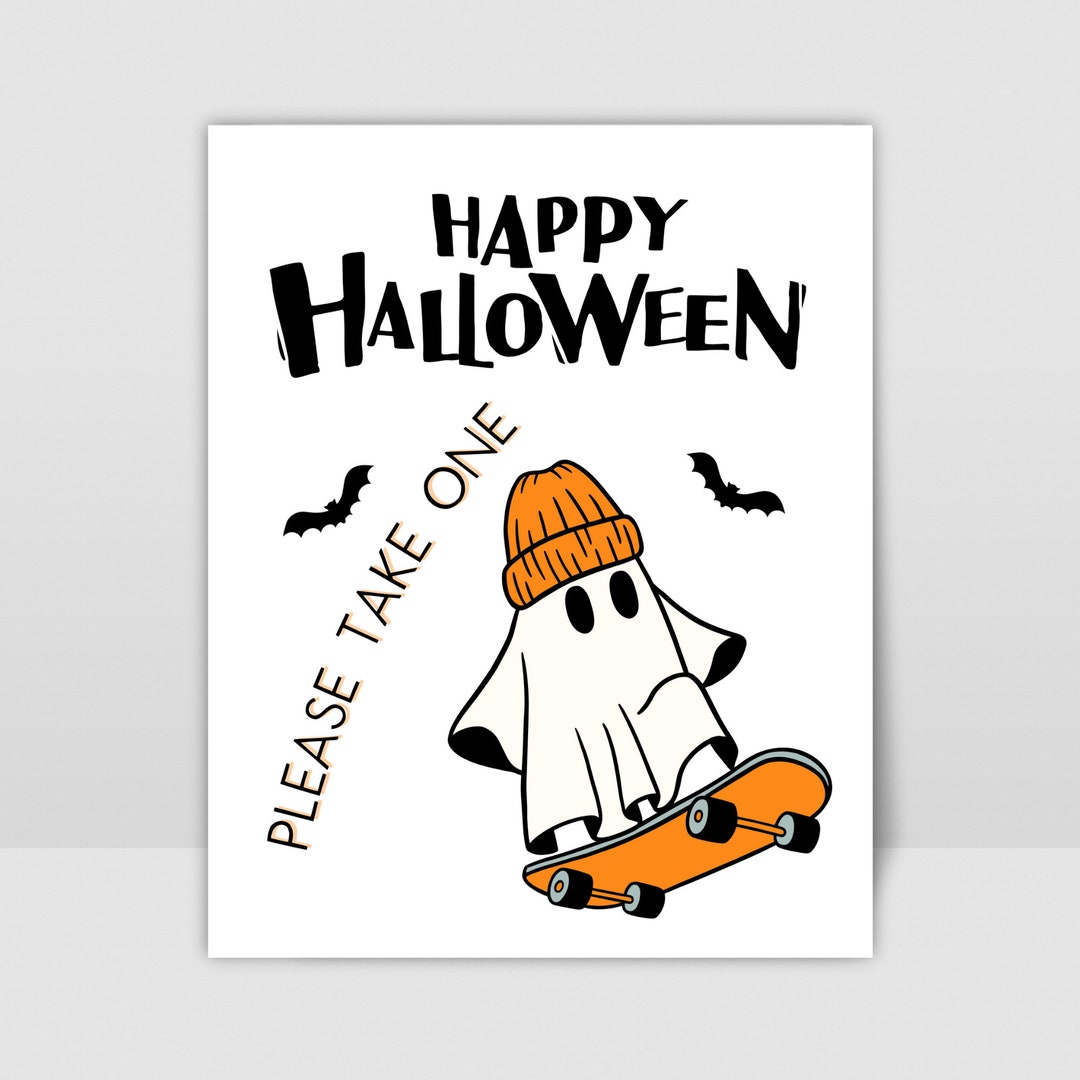 Take One Two Trick or Treat Please Take One or Two Sign, Halloween Party Decor ...