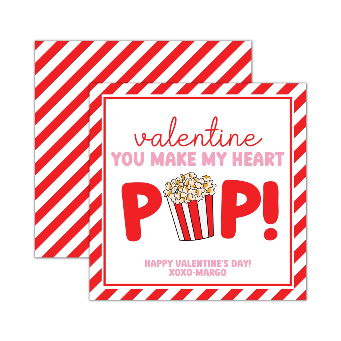 Printable Popcorn Valentines Popcorn Valentine Tags Popcorn - Etsy