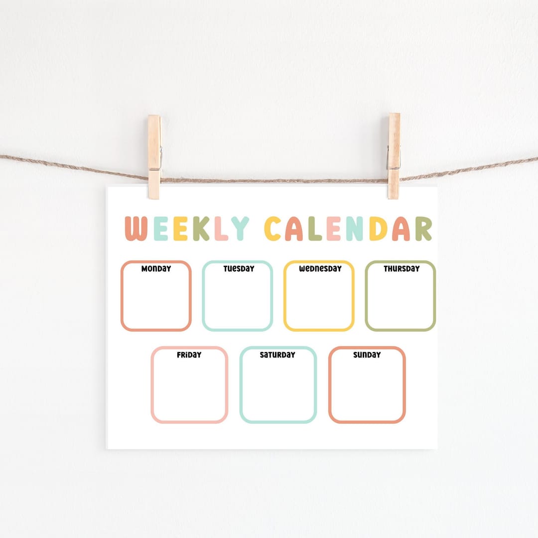 Weekly Calendar for Kids Preschool Printable Printable - Etsy