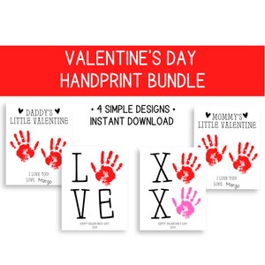 Valentine&#39;s Day Handprint Gift, Printable Activities for Valentines, Valentine&#39;s Day Activity, Preschool Handprint, DIY Valentine&#39;s Craft