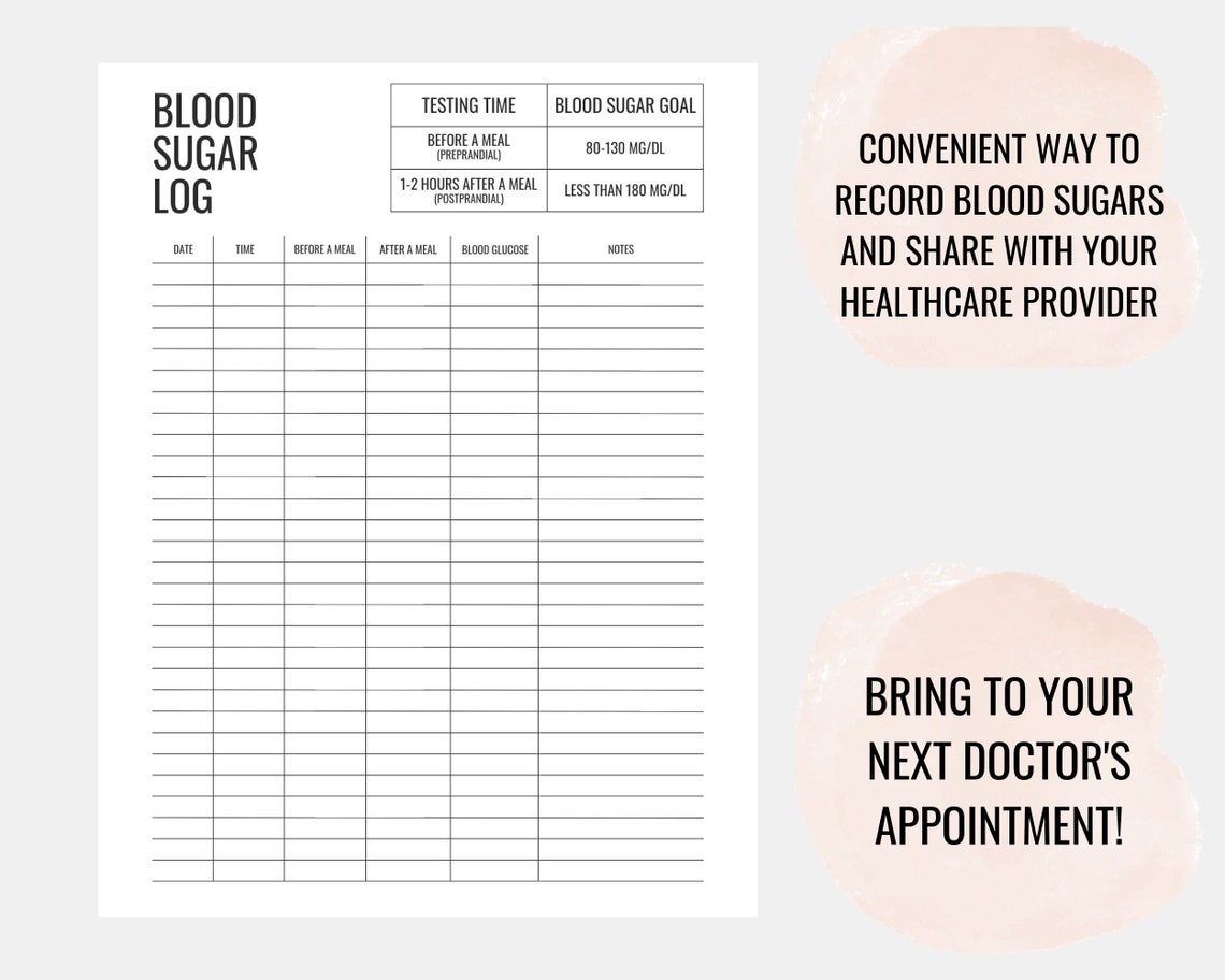 Blood Sugar Log Printable Blood Sugar Tracker Editable Printable Blood Sugar Log Printable Blood Sugar Tracker Editable Printable