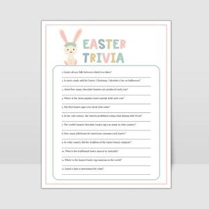 Ostern Quiz, Ostern Quiz Spiel zum Ausdrucken, Ostern Quiz Fakten, Osterspiele, druckbares Osterspiel