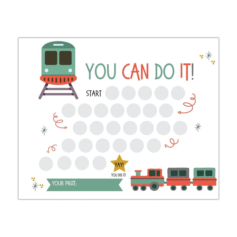 Reward Chart for Kids, Printable Train Behavior Chart, Daily Chore