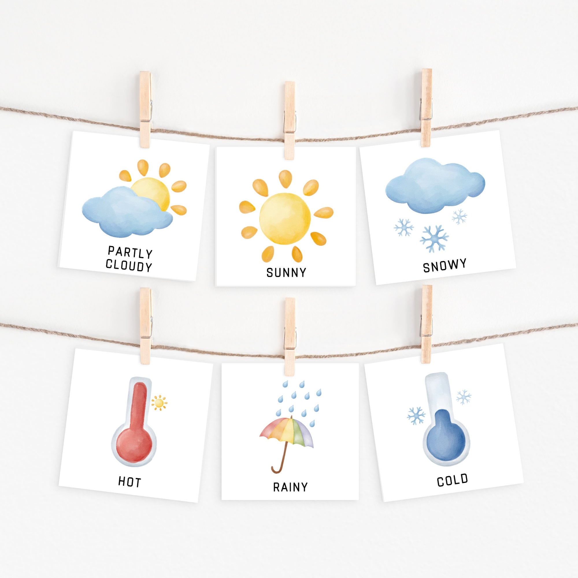 Printable Weather Cards, Preschool Flashcards, Montessori Materials, Kids Printable Weather ...