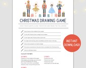 Printable Christmas Drawing Game, Office Holiday Party Game, Christmas Family Game, Christmas Drawing Challenge