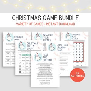 25 Christmas Games Bundle, Christmas Games, Family Christmas Games , Office Christmas Games, Holiday Party Games, School Christmas Games