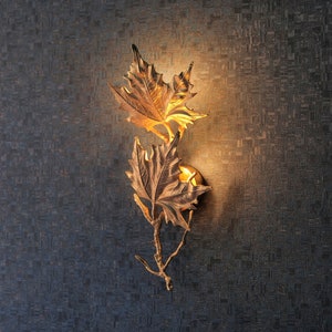 Handmade Leaf Wall Sconce,Brass Brush Aluminum Casting Wall Lights,Handmade Vintage Style Unique Wall Lamp