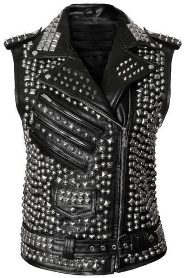 Studded Leather Vest - Etsy