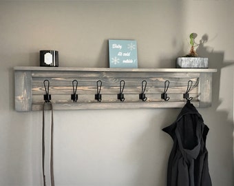 The "banbury" wall mounted entryway coat rack or towel rack, 7 hook styles, 18 finish options
