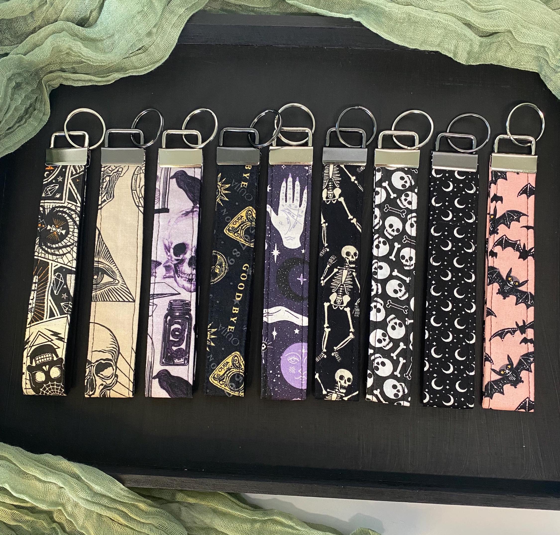 Mystical Fabric Key Chains, Witchy Key Fob Key Chains, Occult Key Chains, Witch Vibes Key Chain, Tarot Card Key Fob, Wristlet Key Chain