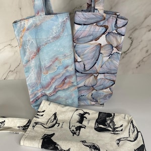 Borsa tote in tela con tasca, borsa tote in marmo, borsa tote con ali di farfalla, borsa tote con animali da fattoria, regalo per lei, borsa tote fatta a mano con tasche