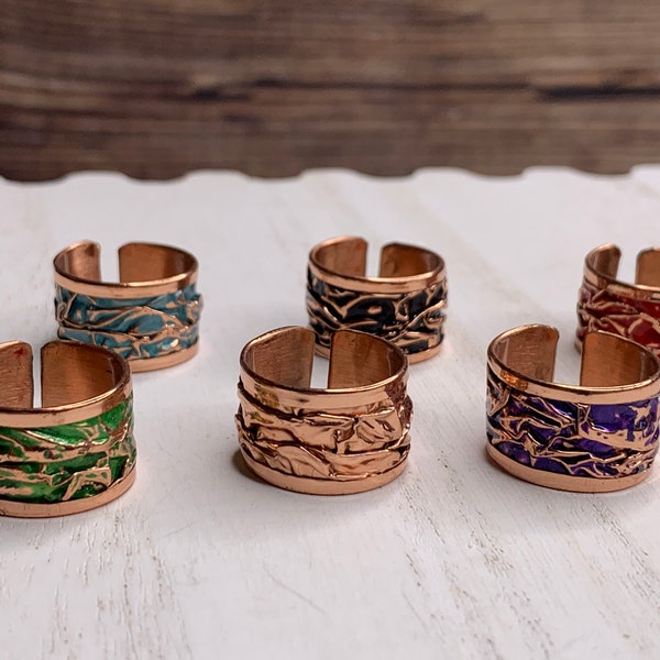 Unique Handcrafted Colorful  Copper  Rings , Adjustable Healthy Copper Rings