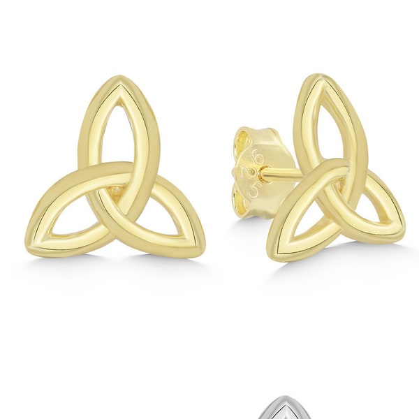 925K Silver Celtic Knot Stud Earrings, Trinity Knot Earrings, Gold Trinity Earrings, Christmas Gift, Celtic Jewelry, Celtic Knot Triangle