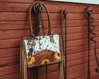 The Avery Sunflower Purse, Concealed Carry, A Haute Southern Hyde by Beth Marie Exclusive Cowhide