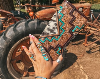 The Sea Moss Waves Wallet a Haute Southern Hyde by Beth Marie Exclusive Cowhide Wallet