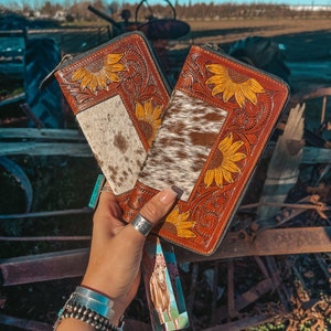 The Shania Sunflower Wallet a Haute Southern Hyde by Beth Marie Cowhide Wallet