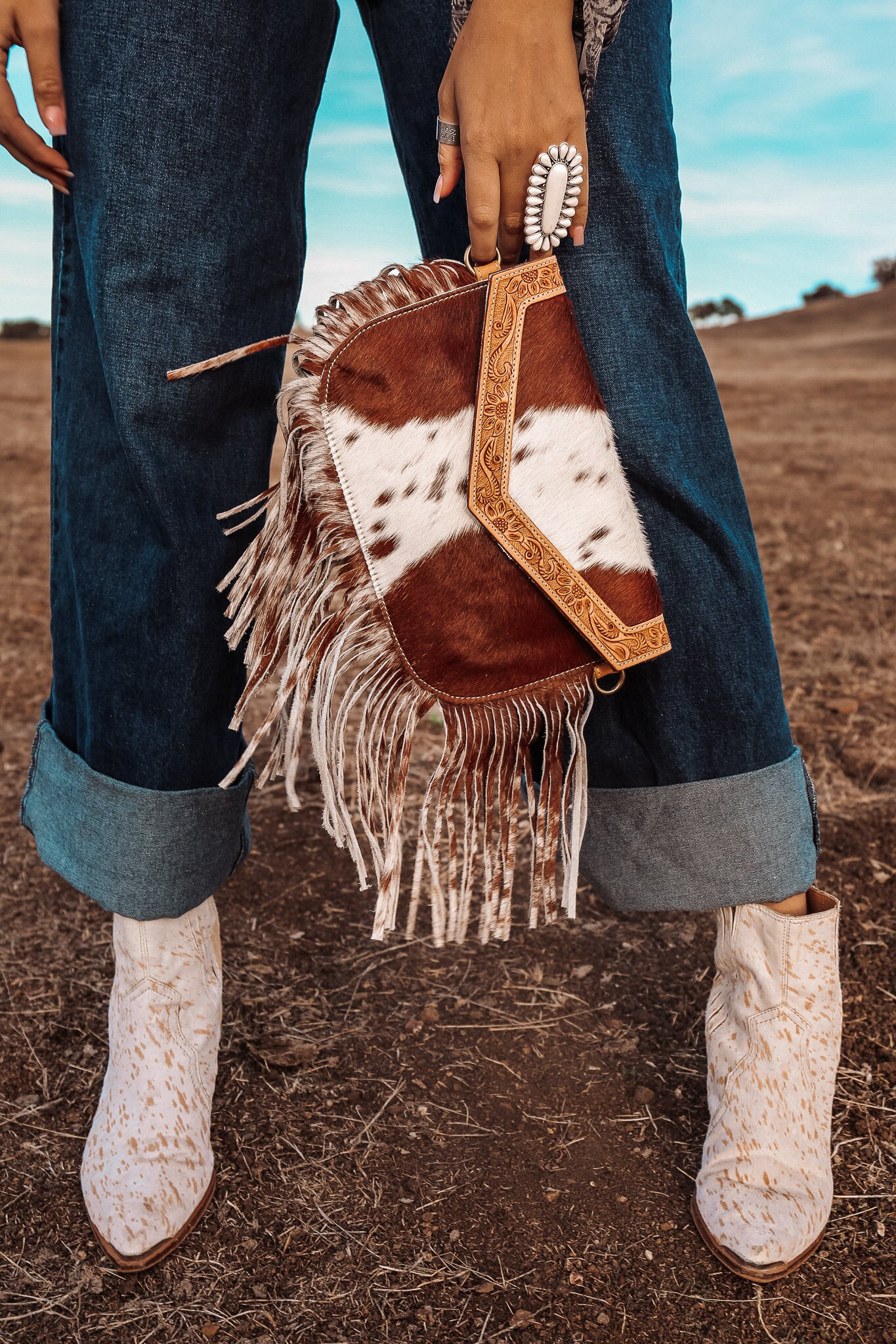 Cowhide Fringe Crossbody Purse