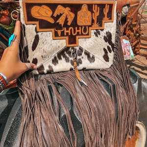 The Western *Exact Cowhide*  Crossbody a Haute Southern Hyde by Beth Marie Exclusive Cowhide Tooled Purse