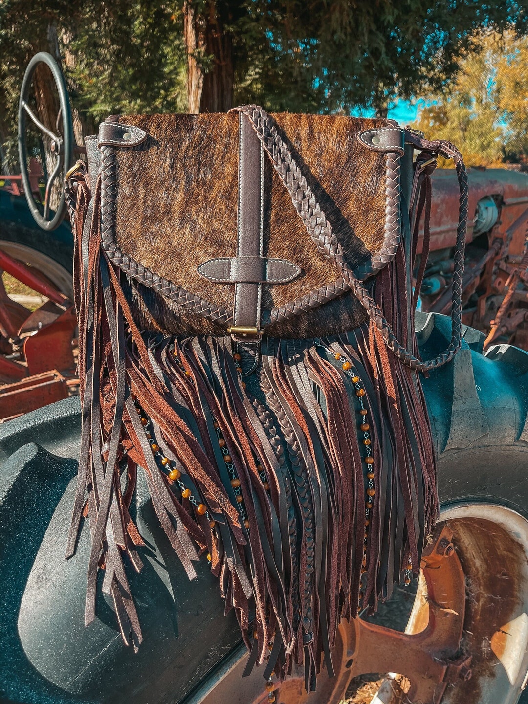 The Louvelle , a Haute Southern Hyde by Beth Marie Exclusive Cowhide Brindle Purse