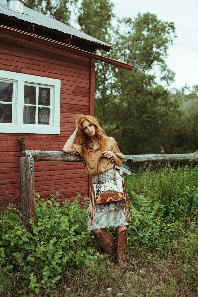 The Avery Sunflower Purse, Concealed Carry, A Haute Southern Hyde by Beth Marie Exclusive Cowhide image 8