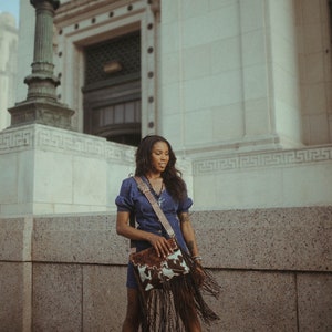 Haute Southern Hyde x Beth Marie The Lancaster Tooled Leather and Cowhide Fringe Beaded Western Purse image 4