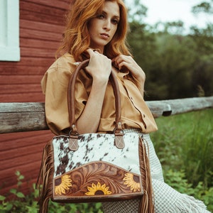The Avery Sunflower Purse, Concealed Carry, A Haute Southern Hyde by Beth Marie Exclusive Cowhide image 10