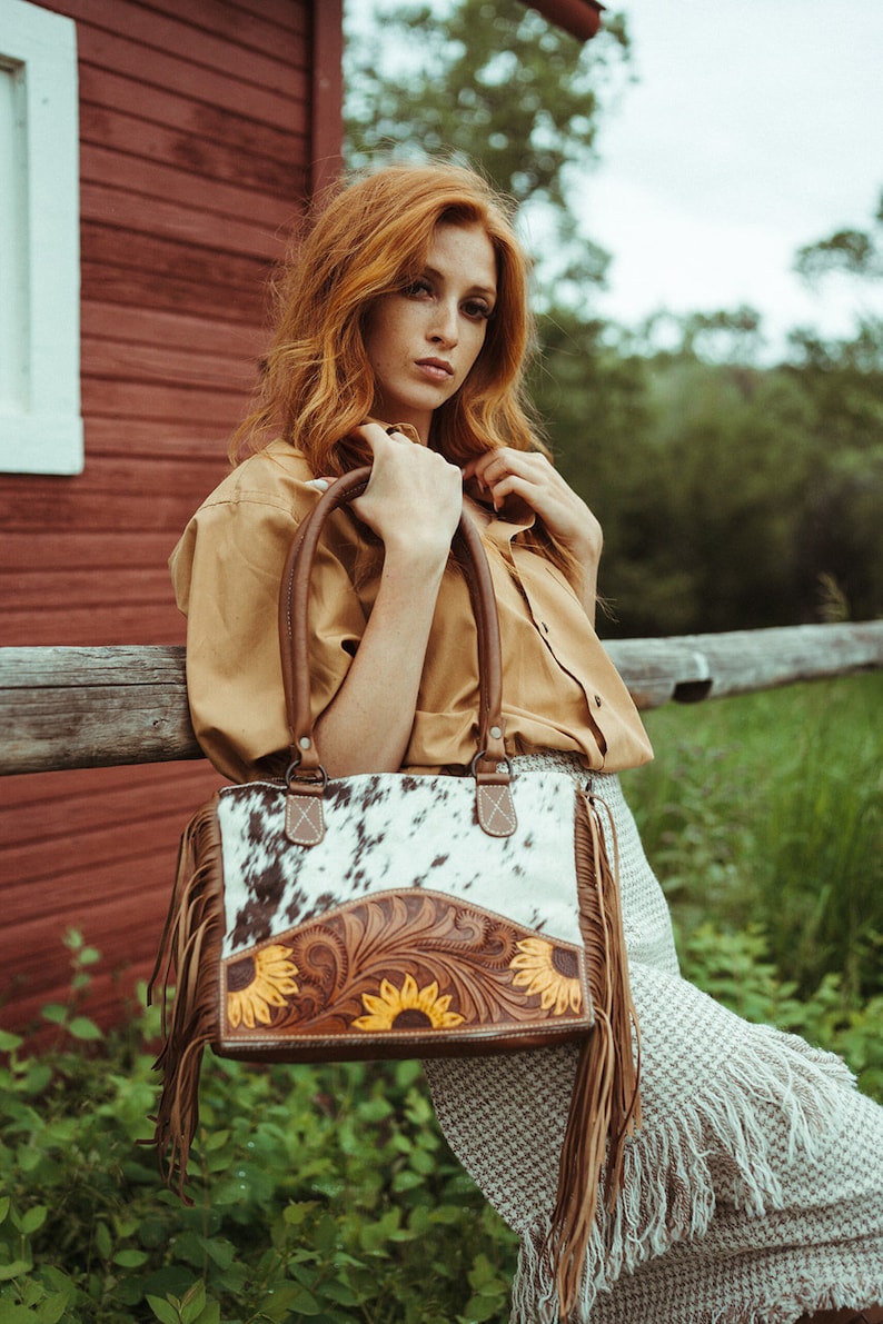 The Avery Sunflower Purse, Concealed Carry, A Haute Southern Hyde by Beth Marie Exclusive Cowhide image 10