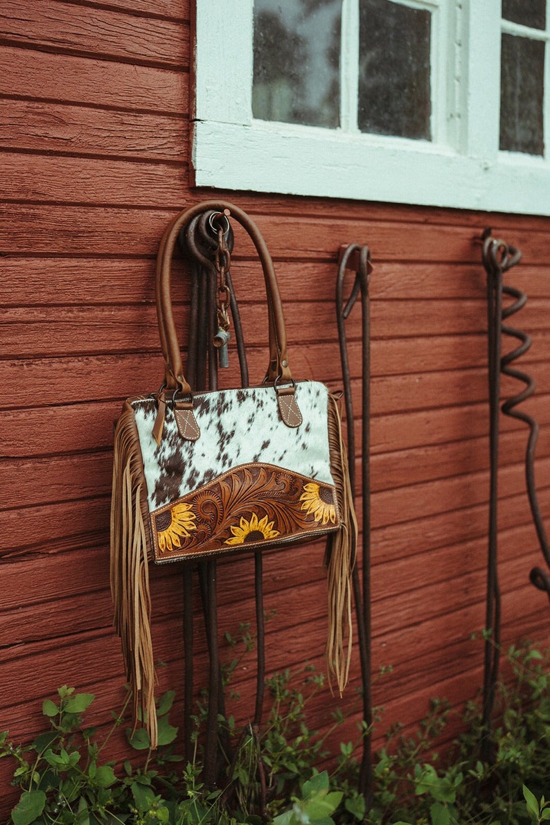 The Avery Sunflower Purse, Concealed Carry, A Haute Southern Hyde by Beth Marie Exclusive Cowhide image 1