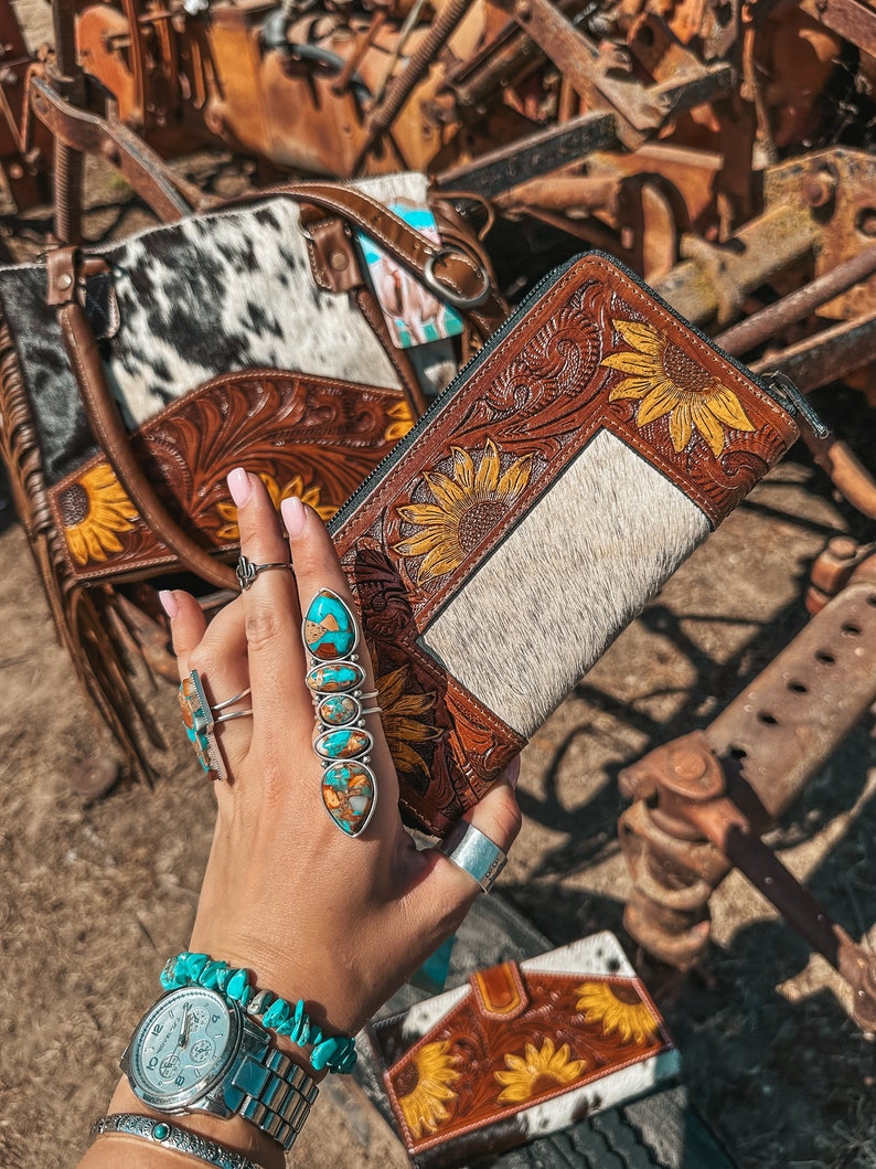 The Avery Sunflower Purse, Concealed Carry, A Haute Southern Hyde by Beth Marie Exclusive Cowhide image 6