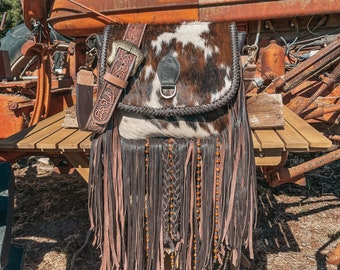 Haute Southern Hyde x Beth Marie Cowhide Fringe Leather Western Purse