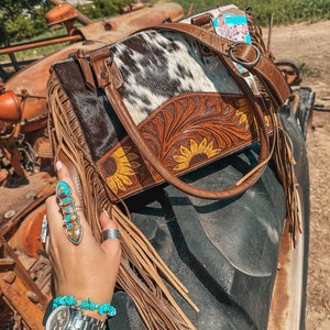 The Avery Sunflower Purse, Concealed Carry, A Haute Southern Hyde by Beth Marie Exclusive Cowhide Purse Only