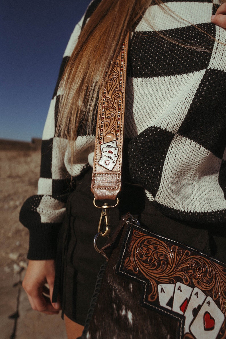 Cowboys and Rodeos a Haute Southern Hyde by Beth Marie Exclusive Cowhide Fringe Tooled Purse image 6