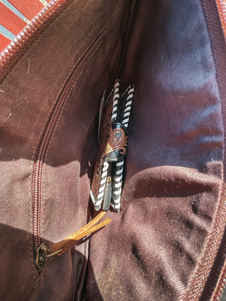 Haute Southern Hyde x Beth Marie The Lancaster Tooled Leather and Cowhide Fringe Beaded Western Purse image 10