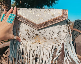 The Golden Hour a Haute Southern Hyde by Beth Marie Exclusive Cowhide Purse