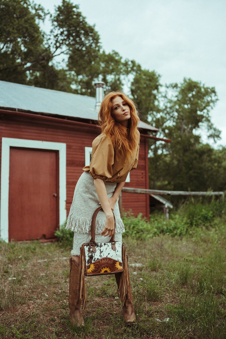 The Avery Sunflower Purse, Concealed Carry, A Haute Southern Hyde by Beth Marie Exclusive Cowhide image 3