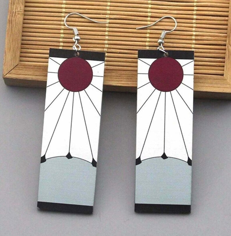 Orecchini Kamado Tanjiro Demon Slayer - Accessorio Cosplay In Acrilico, Leggeri, 90x25mm, Con Clip