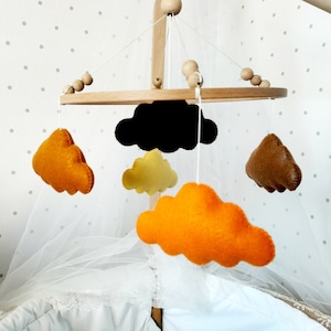Cloud Baby Mobile, Cloud Nursery mobile, Baby crib mobile, Infant mobile, Neutral baby mobile, Cloud mobile, Felt hanging mobile