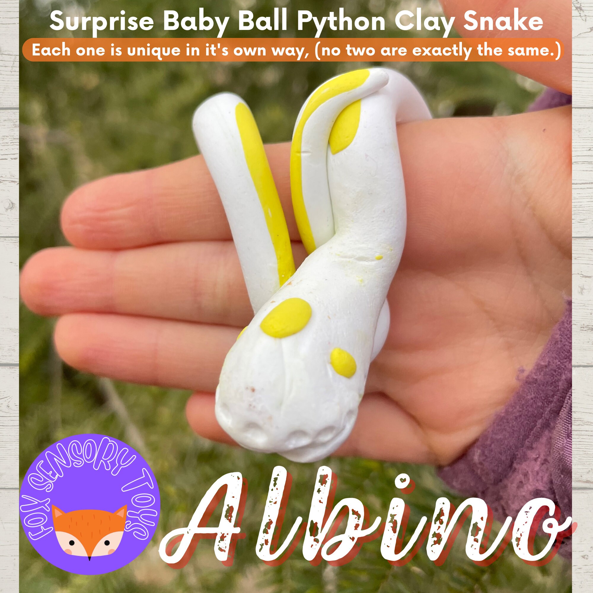 Ball Python Albino Snake Clay Fidget Sensory Toy, Pot Buddy,textured ...