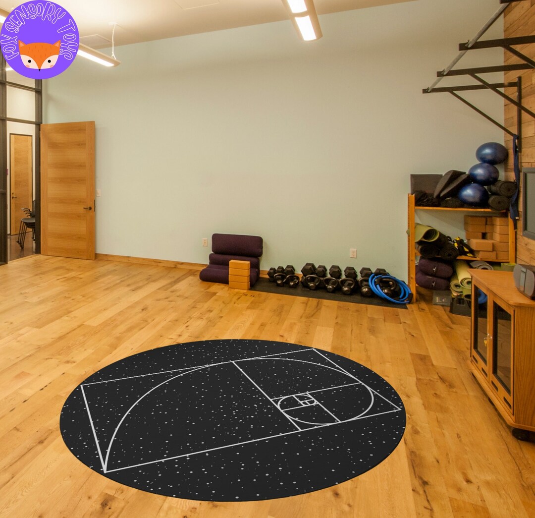 Exercise Area Rugs Golden Ratio Round 5 Foot Rug, Space Spiral Round Rug, Meditation Yoga ...