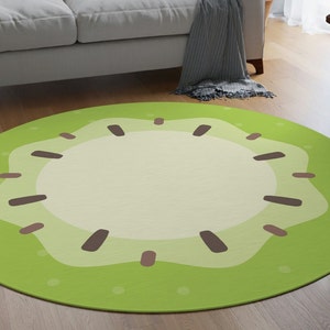 5 ft Kiwi Teppich, Hundefamilie Bluey Geschnittener Obst Teppich, Geschichte Zeit Teppich, ruhige Ecke, Dekoration Teppich, Geschenk für Kinder, moderner Teppich,