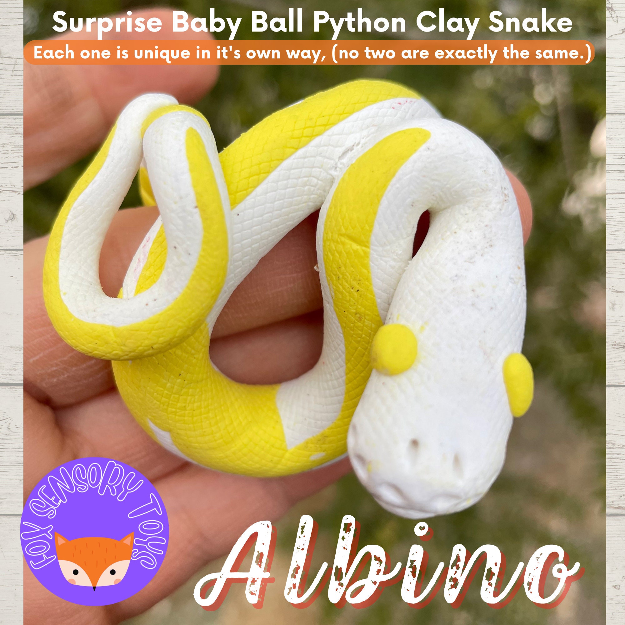 Ball Python Albino Snake Clay Fidget Sensory Toy, Pot Buddy,textured ...