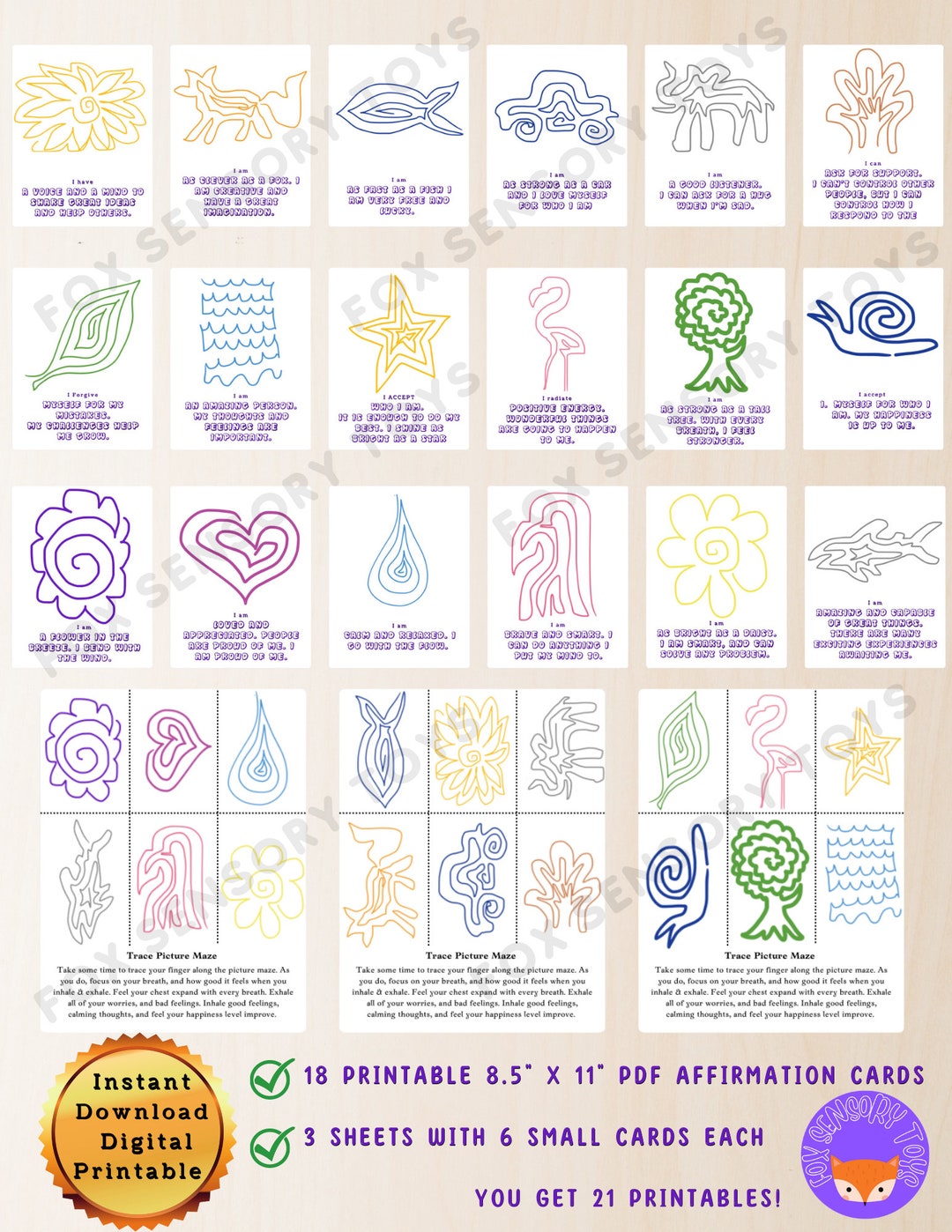 Finger Tracing Calming Cards, Kids Guided Meditation Printable ...