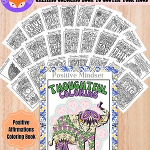 Livre de coloriage Mandala affirmations positives, PDF numérique imprimable, livre de coloriage de pleine conscience adulte, livre de coloriage avancé citations positives