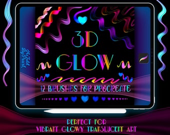 May include: A digital illustration of a glowing, vibrant underwater scene with flowers, plants, and jellyfish. The image is created with 12 brushes for Procreate, called "3D Glow" by As Told By Pearl.