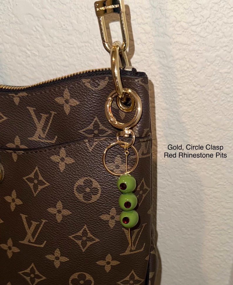 Handmade Olive Spear Keychain, Customizable Dirty Martini Purse Charm image 5