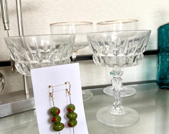 Handmade Dirty Martini Earrings, Olive Spear Jewelry, Custom Martini Garnish Accessory, Food Accessories