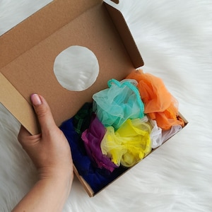 Sensory BOX Scarf for Kids, Tulle Play Scarves Montessori, Dance, Juggling, Motor Skills, Early Learning Toy, nursery activities, animations