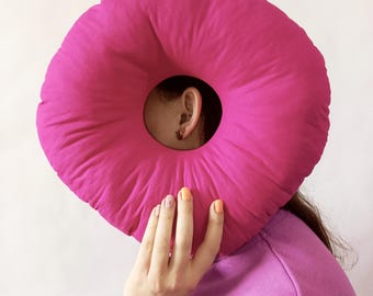Ear Piercing Pillow Donut cushion for sleeping side-sleepers headphone AirPod pillow hypoallergenic filling massages, yoga, neck problems