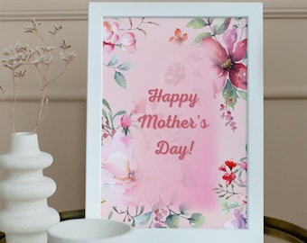 Impresión del día de la madre feliz, impresión floral del día de la madre, regalo del día de la madre feliz, día de la madre, impresión digital de flores, impresión de flores, regalo imprimible