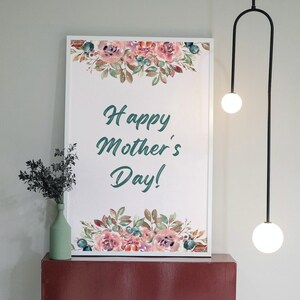 Happy Mother&#39;s Day Printable | Mother&#39;s Day Print | Happy Mother&#39;s Day Gift | Digital Print | Flowers Print | Printable Gift | Digital